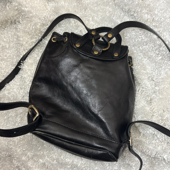 Vera Pelle black leather backpack purse - Picture 4 of 9